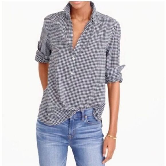 J CREW | black & white checkerboard pullover blouse 0 - Picture 1 of 8